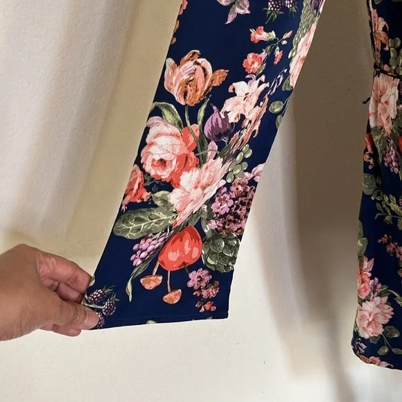 Abercrombie & Fitch Floral Asymmetric Hem Midi Dress Wedding Guest sz XL NWOT - Picture 6 of 13